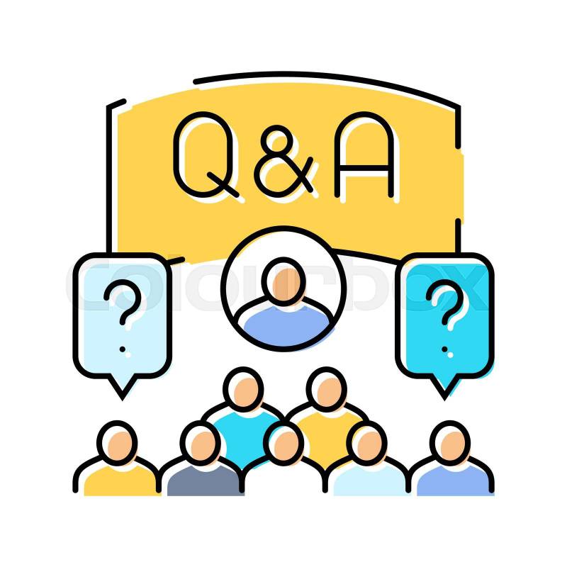Q&a session virtual conference color icon vector. q&a sessio | Colourbox