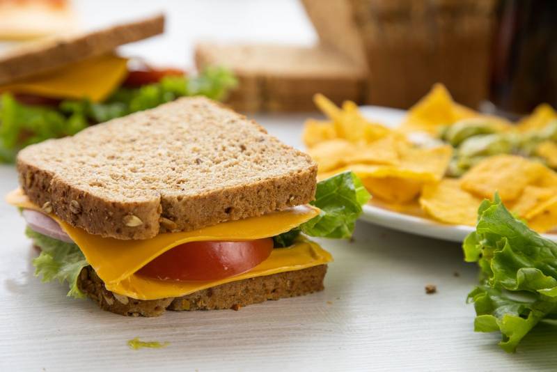 sandwiches prepared, nachos on a table, delicious food , decoration of healthy snack