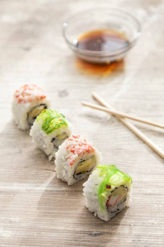 menu in restaurant, sushi rolls healthy food and healthy lifestyle