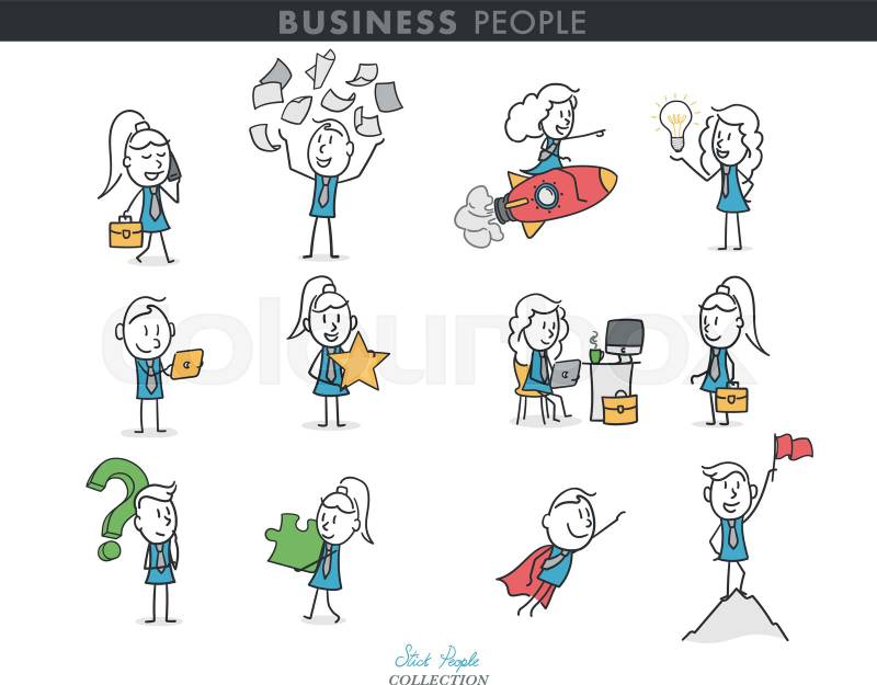 Stick People Business Collection: Hand-Drawn Icons for Professional Success and Creativity