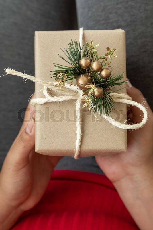 beautiful gift box decorated with cream paper