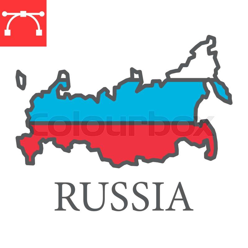 Map of Russia color line icon, country and geography, russia | Colourbox