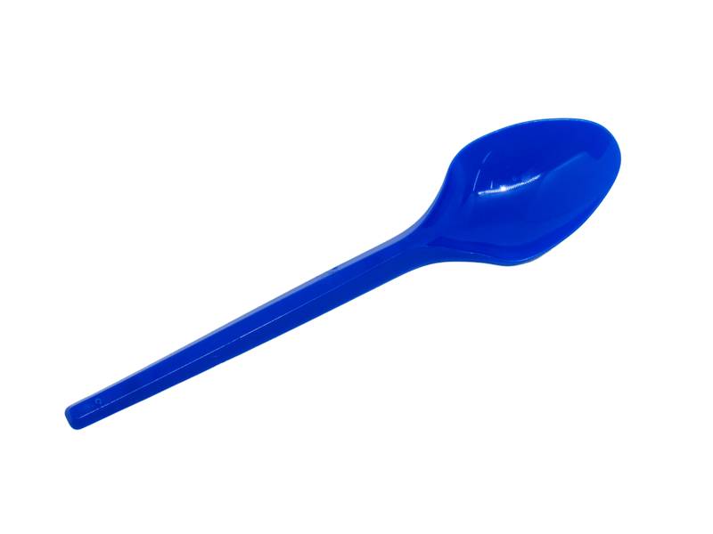 Blue Plastic Spoon isolated on white background.