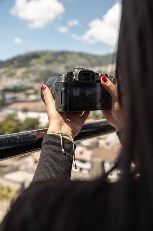 taking a photo with a professional digital camera a landscape