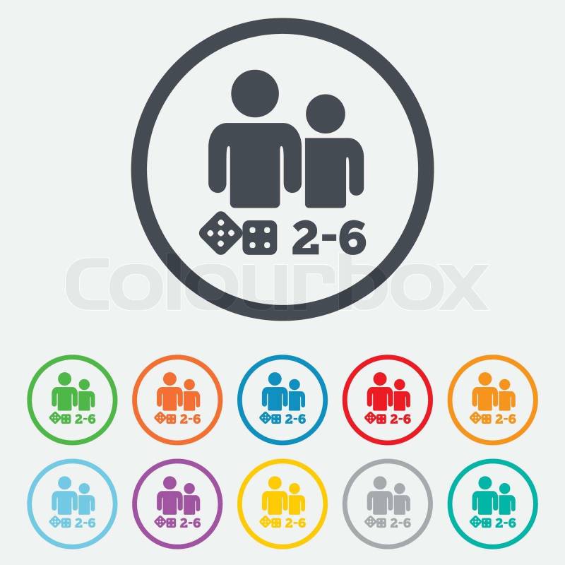 Board games sign icon. From two to six players symbol. Dice | Colourbox